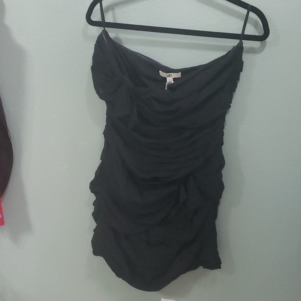 Black strapless mini dress